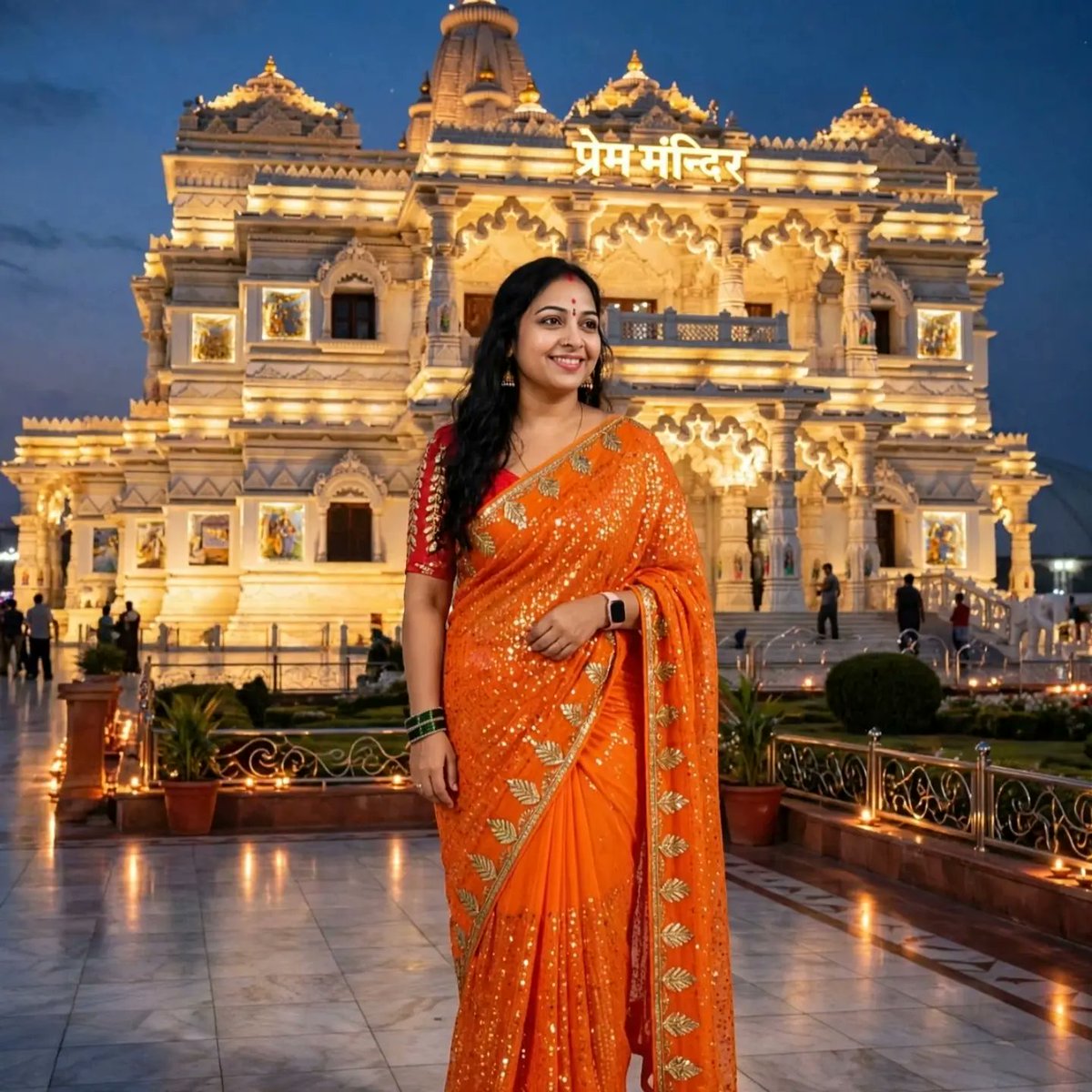 addisonmitsxs3's tweet photo. In the glow of Prem Mandir, my heart found refuge. Chanting Radha’s name, our eyes filled with tears this morning. Good evening, everyone. Radhe Radhe. Har Har Mahadev. https://t.co/Z3YrH1MBy7