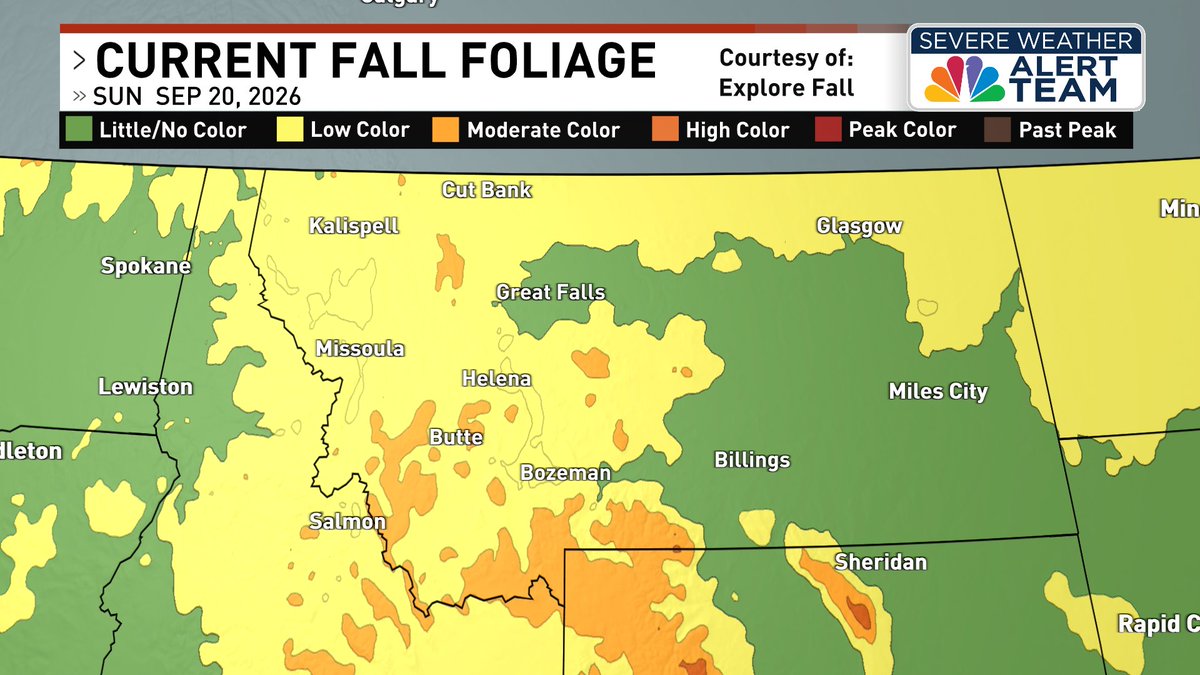 AlexLNBCMT's tweet photo. We're beginning to see moderate fall color across parts of southwest Montana, with most areas only starting to see color. More change is expected next week, where areas near Big Sky and the Absaroka Mountains may see their peak!

Submit your pictures here: www.nbcmontana/chimein https://t.co/Egbe53WAN3