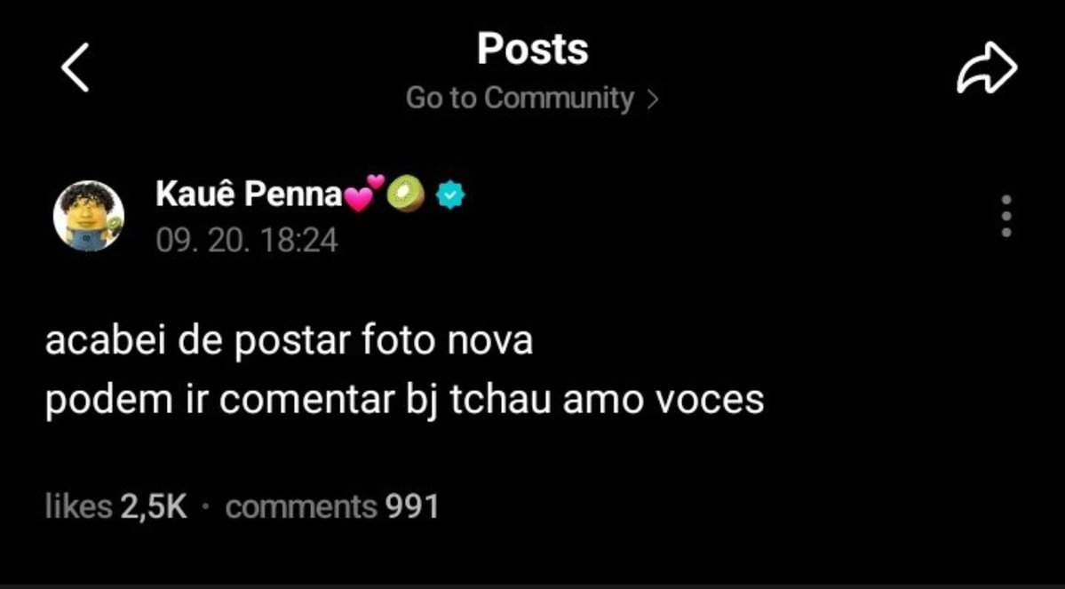 santosbravosbr's tweet photo. obedeçam ele! 👀

#KAUÊ via Weverse 

🥝: acabei de postar foto nova 
podem ir comentar bj tchau amo voces

#santosbravos @santos_bravos https://t.co/9gdksOMEHS