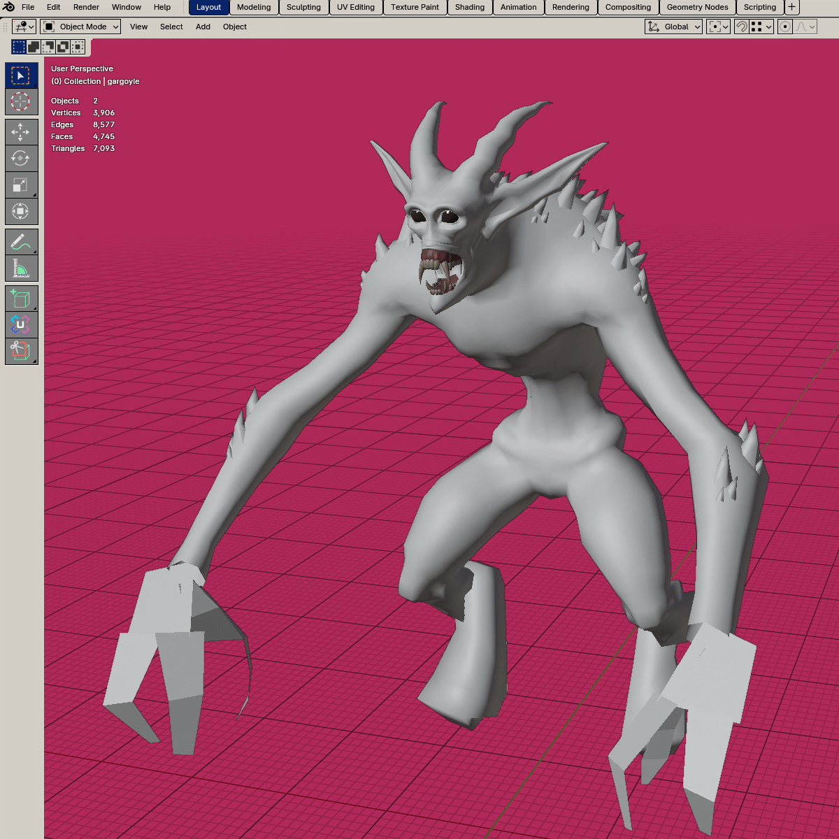 sbepii's tweet photo. wip gargoyle enemy 
my modeling tech is so messed up. it's all knife tool and manually pushing verts around.
#b3d #gamedev https://t.co/mMtxiciL1l