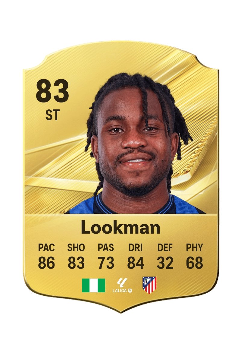 la5ty's tweet photo. Lookman’s #FC27 card vs the version of him you play in the legendary Savio objective 🤣 https://t.co/uwGpF9BGdp