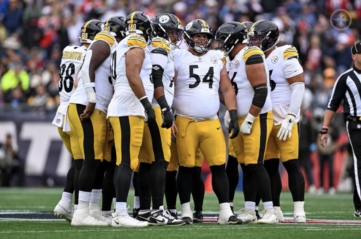 BWall's tweet photo. Hear me out, admin. @steelers 

LT - Fautanu
LG - McCormick 
C - Frazier
RG - Hoffman, and Dunker active
RT - Iheanachor

More max protection sets with Washington and Freiermuth to help our tackles. Just try this in Week 3 and we can go from there.

I need you to get this message to the appropriate parties. Thank you for your attention to this matter. 

Sincerely, B-Wall 🖤💛