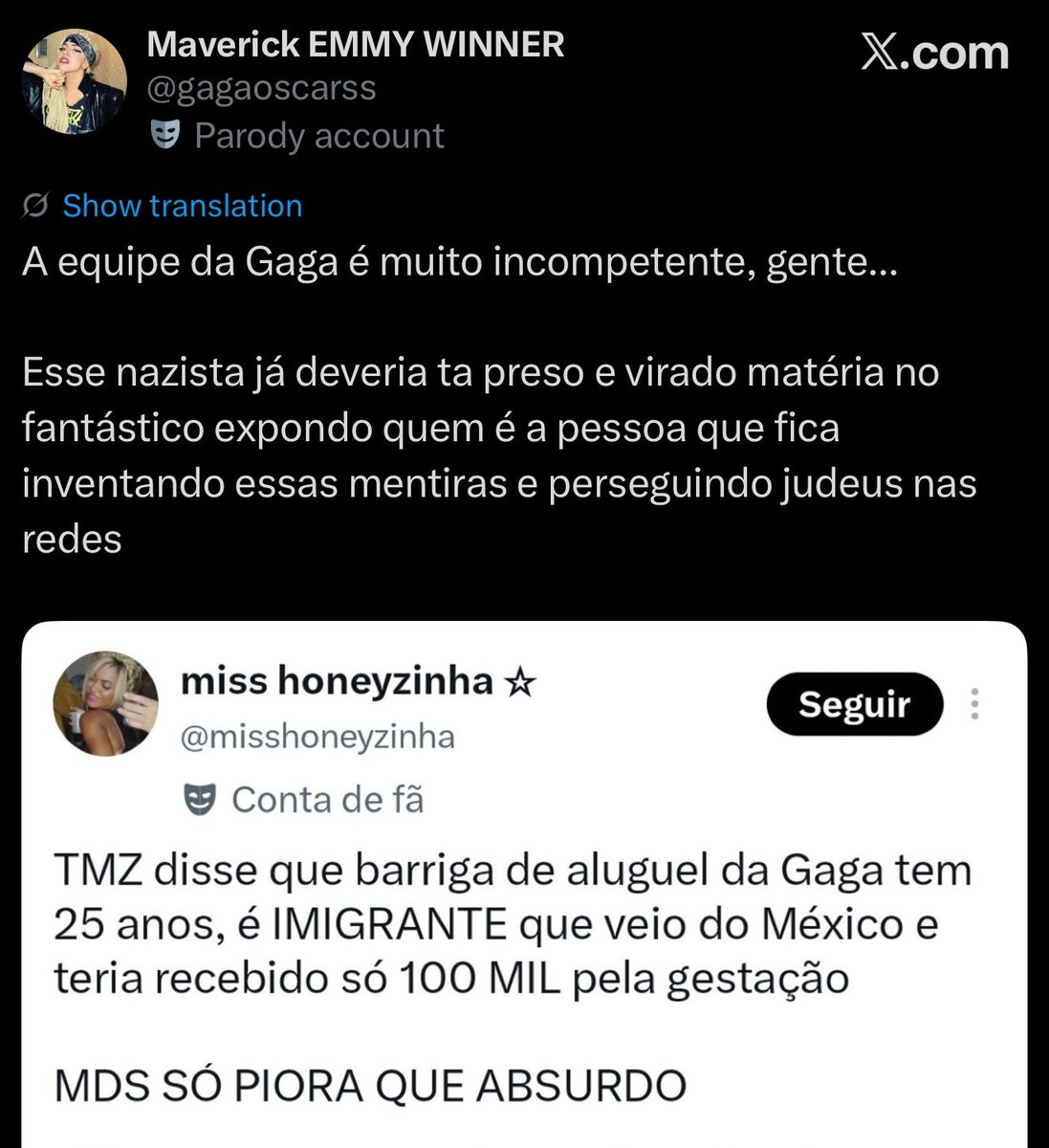 misshoneyzinha's tweet photo. eles estão em PÂNICO com o exposed da sionista compradora de bebê KKKKKKKK

quando é pra falar coisa pior da Beyoncé, Katy, Madonna, Ariana, ai é engraçado e eles criam até pagina pra isso, acho é pouco https://t.co/6F96Awq4Q5