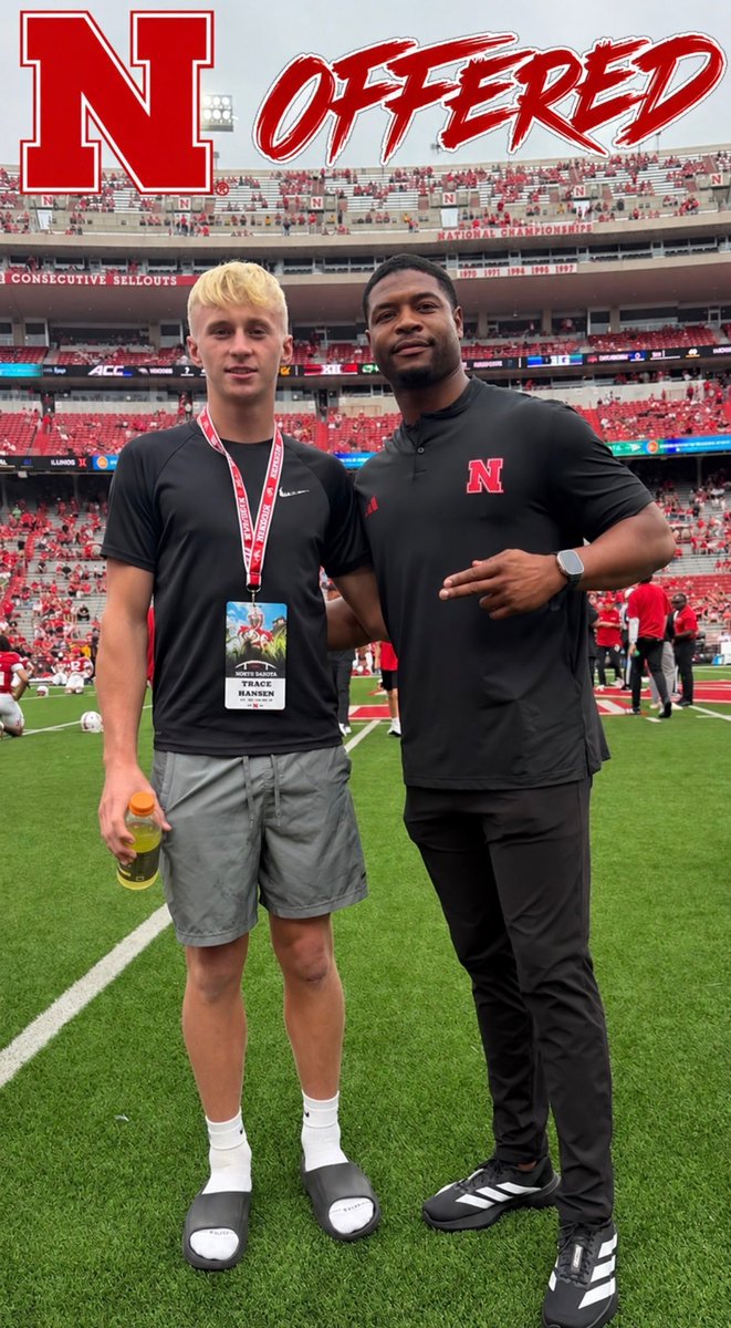 TraceHansen03's tweet photo. Thanks @HuskerFootball for the game day invite and special thx to the coaches and staff for y’all’s hospitality…After a great game day and discussion with wide receive coach Daikiel Shorts and the director of player personnel Keith Williams…  I am honored and blessed to receive my second power four offer from the University of Nebraska 
@D_shorts6 @s_kwilli32 @QuesLittle3
@KyleFisherUNL  @CoachMattPearce
@CoachByers34 @CoachRethman
@C04CH_C0LE @DBCoachSD
@CoachJGarc1a @CoachGemp14
@UNIFootball @CoachDennisIMG
@CoachJ5_ @CoachStingley
@J_Warrick #Welcome #NextUp #ClassOf2030 @LevelUp7on7
@FBUcamp @Rivals @youareathlete 
@dreamallamerica @UANextFootball
@ncsa @IMGAFootball @CoachColey
@CoachBudmayr @BumphisChad
@KevinByard @RossDoug21 @Jkm_44
@KeatonJ_3 @CoachSherms
@Coach_JohnsonJ @matthewmahoney0
@CoachJMJ44 @Borghardt_IMG
@CoachNorthNCSA @AlPopsFootball
@On3 @Rivals @nationalradar
@247Sports @SBock247 @AllenTrieu
@cor_hans @Coach_Kubiak @Norton0802 @ADMFootball @CoachWinkEV