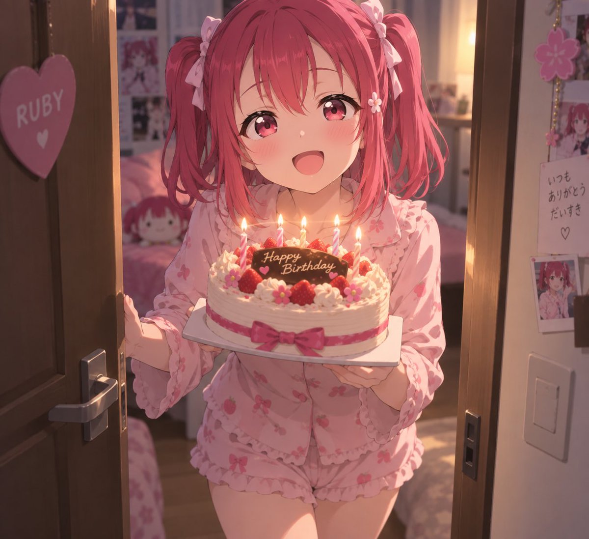 kinakumaa's tweet photo. おはようございます☀️
ルビィちゃん誕生日おめでとう🎉
現地⇒沼津でお祝いしている方、ご安全に‼️
#Grok の動画生成、1週毎に回数制限があるのを昨日知りました…よく考えて作らねば💦
 #黒澤ルビィ生誕祭2026
 #黒澤ルビィ誕生祭2026 
 #ラブライバーさんと繋がりたい
 #おはツイ
 #AIart️️️️️️️️️️️️️️️️️️️️️️️️️️️️️️️️️️️️️️️️️️️️️️️️️️️