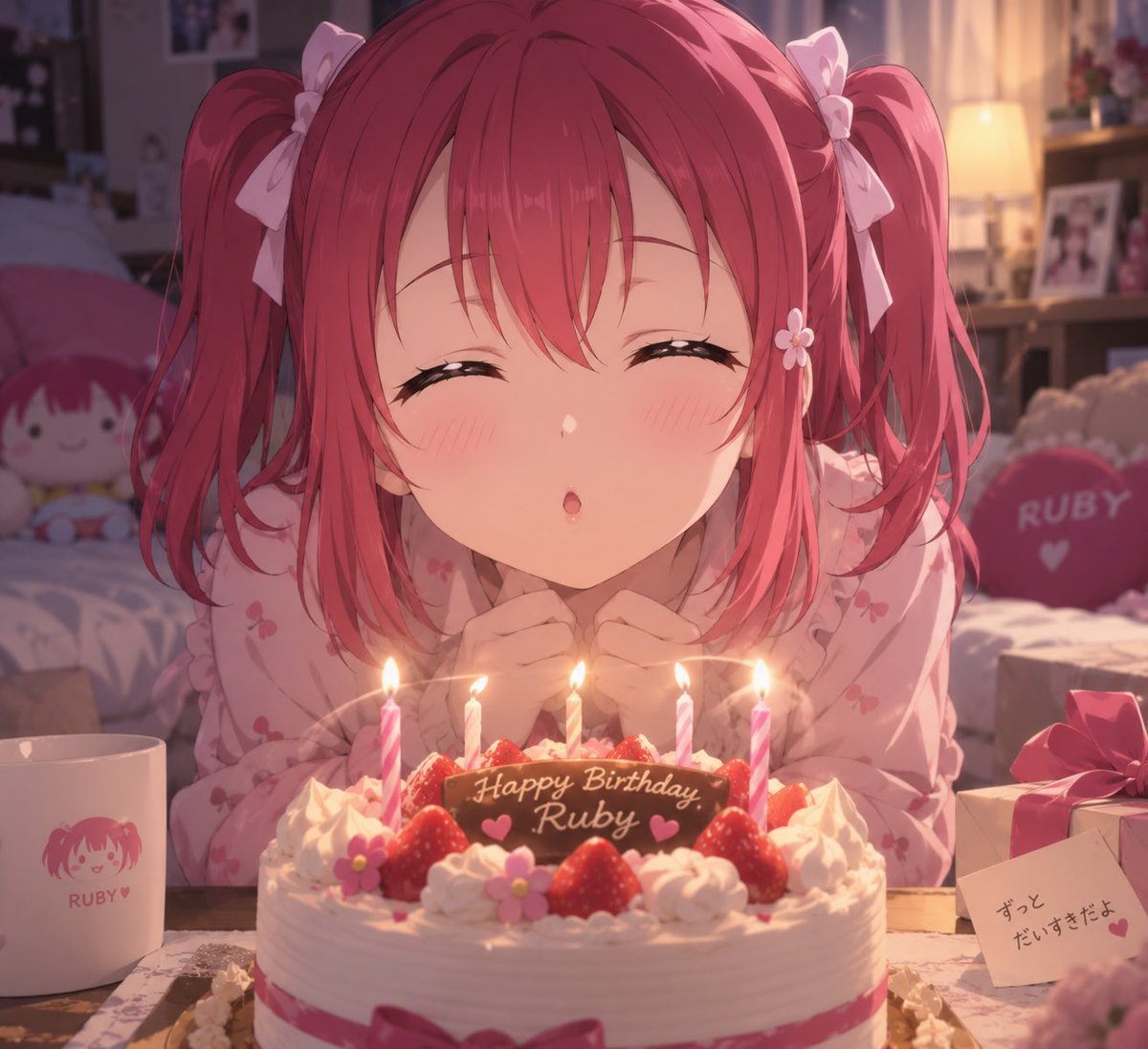 kinakumaa's tweet photo. おはようございます☀️
ルビィちゃん誕生日おめでとう🎉
現地⇒沼津でお祝いしている方、ご安全に‼️
#Grok の動画生成、1週毎に回数制限があるのを昨日知りました…よく考えて作らねば💦
 #黒澤ルビィ生誕祭2026
 #黒澤ルビィ誕生祭2026 
 #ラブライバーさんと繋がりたい
 #おはツイ
 #AIart️️️️️️️️️️️️️️️️️️️️️️️️️️️️️️️️️️️️️️️️️️️️️️️️️️️