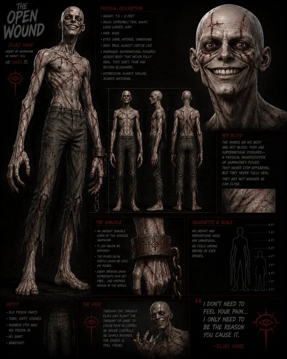 Mobstermonkey42's tweet photo. working my new comic book "The Living Scar" and I'm working out my idea for the main nemesis called The Open Wound.
*pictures are ai, just took my discription into Ai just so I can get some visuals of him. 
#HorrorComics #indiecomics #comicbooks #thelivingscar #newcomic https://t.co/X3Xp6goEHT