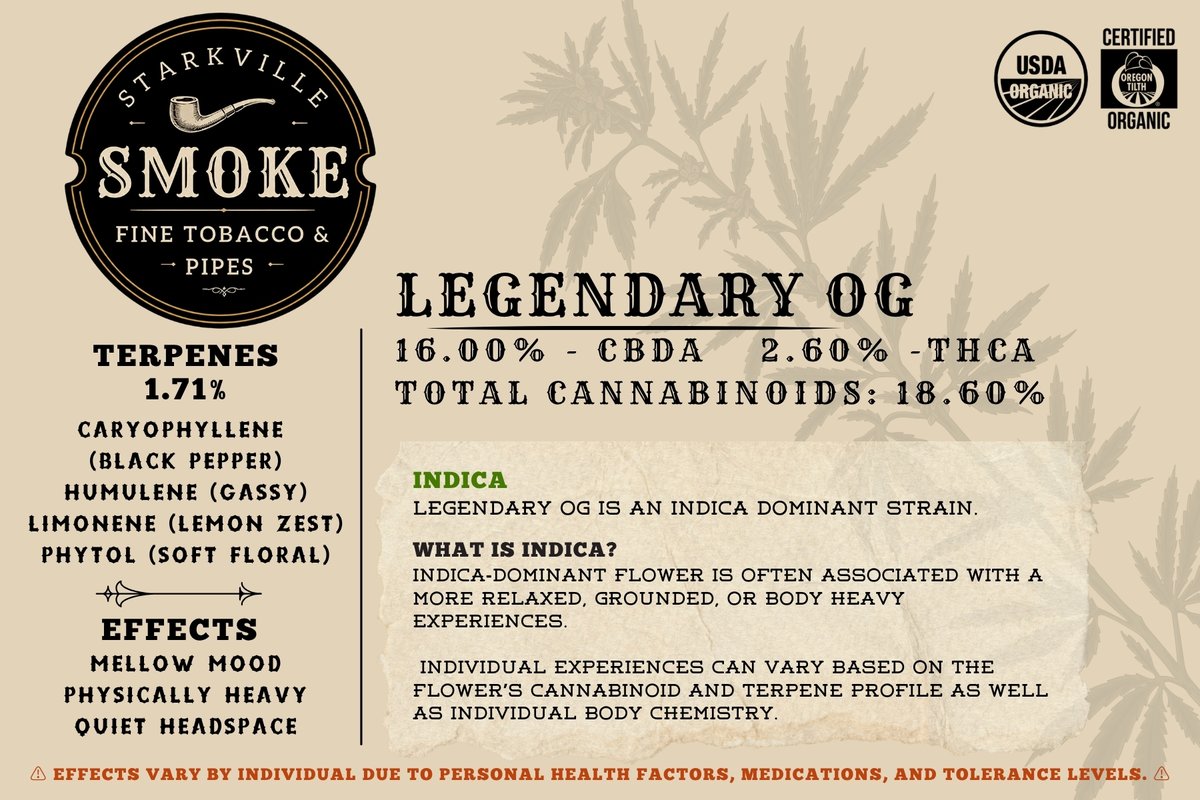 39759Smoke's tweet photo. FLOWER EDUCATION | LEGENDARY OG | Indica

A common preference among indica strains. 
See the flower card for more information. https://t.co/2csY0auSEy