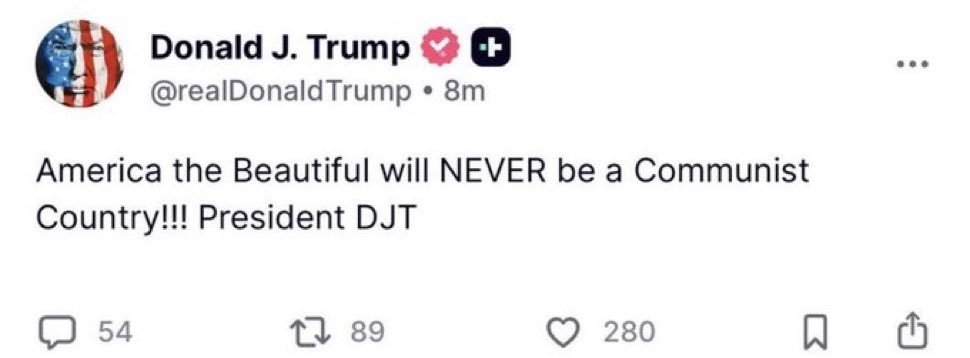 DerekJohnson_HQ's tweet photo. BREAKING: At 2:38 AM President Trump just made a PROMISE to the American people:

“America the Beautiful will NEVER be a Communist Country”

AMEN 🙏 https://t.co/fMuRMMSpzG