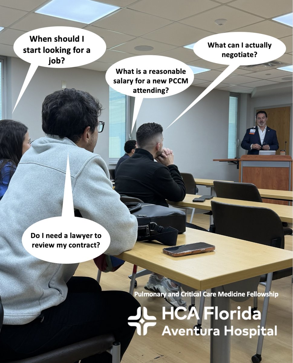 DanckersMD's tweet photo. Thank you to our guest speaker, Dr. Robert Ratzlaff, for a valuable lesson for our #PCCM #Fellows during noon didactics on job search, interview etiquette, and contract negotiation. Much appreciated!!
@accpchest @atscommunity @ATSMedEd @APCCMPD @ACPIMPhysicians https://t.co/1xL4DyXhP8