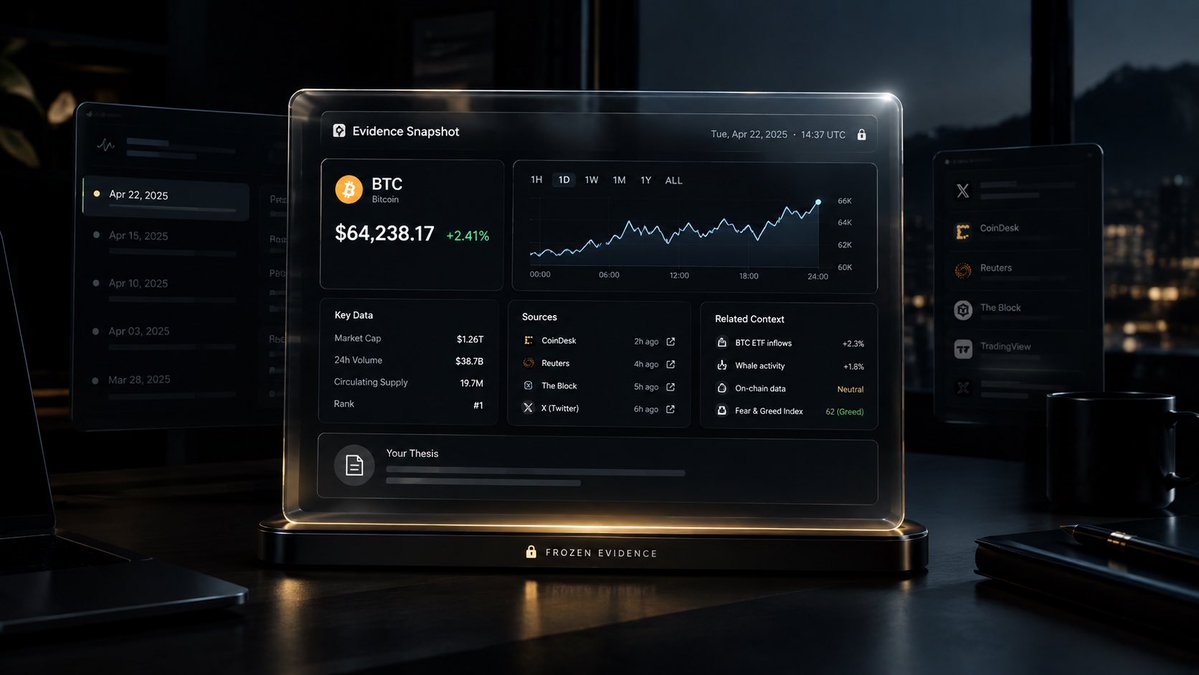 Pelpatles's tweet photo. What did you actually know on Tuesday, when you wrote that thesis?

ChatGPT keeps the conversation.
Your wallet keeps the outcome.
Nobody keeps the evidence you were looking at.

That’s what I’m building.

PETS OS.

#Crypto #AI https://t.co/idi0GwF1Yv
