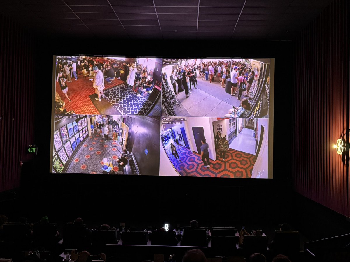 EricVespe's tweet photo. Putting hidden cameras up in the theater hallways before the Fantastic Fest screenings of Primetime is an inspired touch. https://t.co/kI6uD3b102