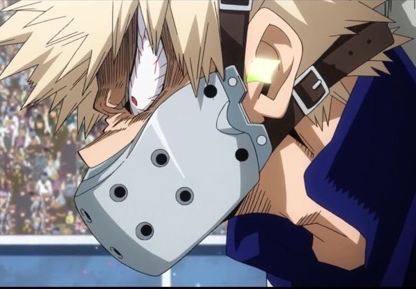 minachakos's tweet photo. the “HEY UA!” girl meme lowk did irreparable damage bc every time you try to talk about how messed up their treatment towards bakugo was at the sports festival, ppl just turn it into hehe joke… like no im deadass. why did they muzzle a child and chain him to a podium. LOOK AT TS https://t.co/H6wiJyCNup