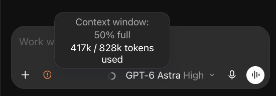 wagsify's tweet photo. @vaibcode Open ~/.codex/config.toml and add or update these settings at the top level, before any [section] headers:

gpt-6-astra
model_context_window = 1000000 
model_auto_compact_token_limit = 900000 https://t.co/mji4ZJhjGT