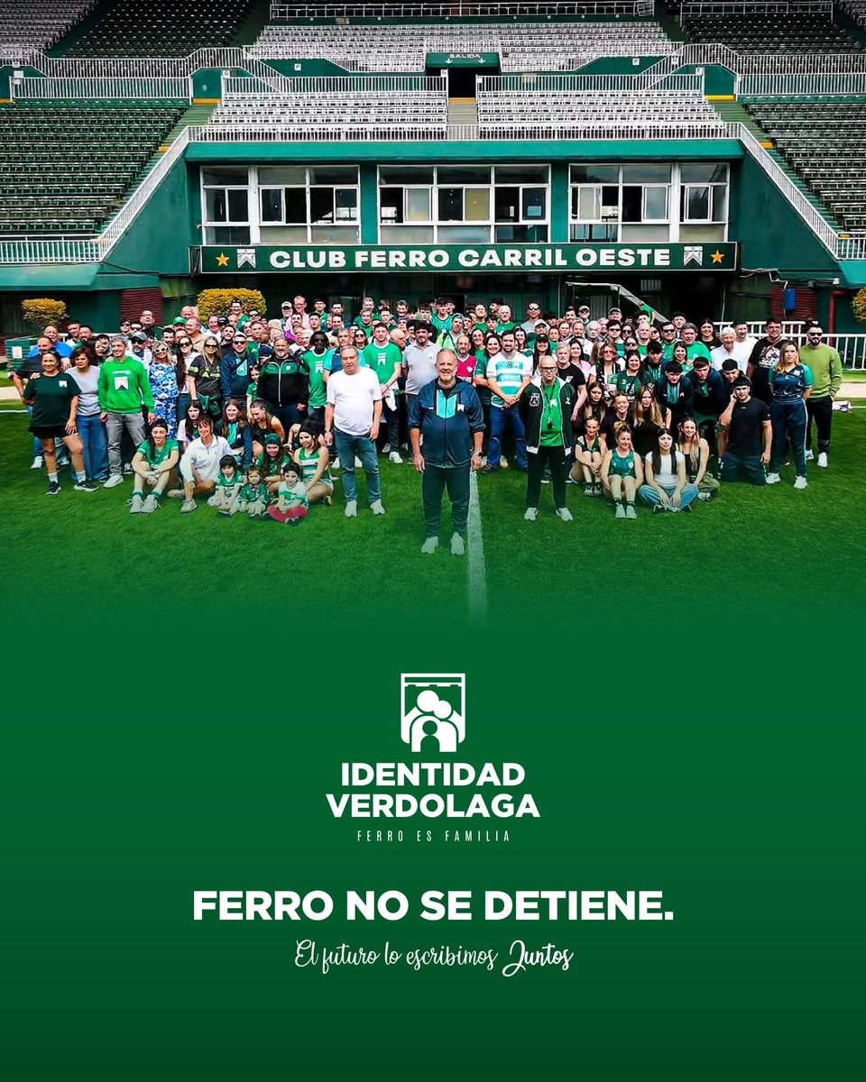 IdenVerdolaga's tweet photo. 𝐅𝐄𝐑𝐑𝐎 𝐍𝐎 𝐒𝐄 𝐃𝐄𝐓𝐈𝐄𝐍𝐄 💚🚂

Somos un equipo que quiere seguir construyendo sobre todo lo que @FerroOficial viene haciendo.

⚽ Continuidad del proyecto deportivo y del cuerpo técnico de fútbol.
🏗️ Avanzar con el Plan de Obras y seguir modernizando el club.
🏆 Seguir fortaleciendo cada una de nuestras disciplinas.

Queremos darle continuidad a un fútbol que hoy lucha por lo que todos los verdolagas queremos, cuidar lo construido y seguir proyectando un Ferro cada vez más grande.

Hicimos mucho. Estamos haciendo muchísimo. Y lo que viene lo vamos a construir juntos.

𝐈𝐝𝐞𝐧𝐭𝐢𝐝𝐚𝐝 𝐕𝐞𝐫𝐝𝐨𝐥𝐚𝐠𝐚 💚
Ferro es familia.
El futuro lo escribimos juntos.