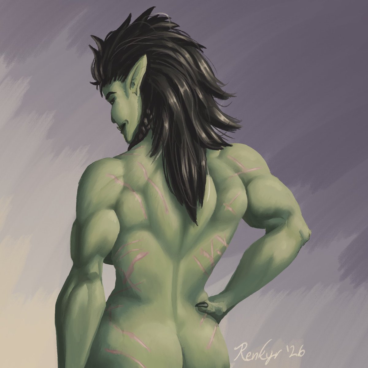 Renkyrart's tweet photo. Gift art for @tyrisla's orc character, Korgara, to practice skin and muscle which turned out decent. You may be seeing more of her in the future as I keep practicing.

#warcraft #wowart https://t.co/jLkLZcwvn4