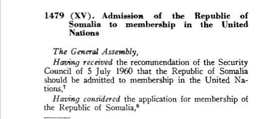 SomaliaatUN's tweet photo. 66 yrs ago, #Somalia joined the UN as a sovereign Member State, following adoption of General Assembly res. 1479 (XV).

Since day one in the General Assembly Hall, #Somalia has stood by the UN Charter, international law &amp; multilateralism.

🇸🇴🇺🇳 A proud @UN member. Partner 4 Peace https://t.co/ArPYclOYKs