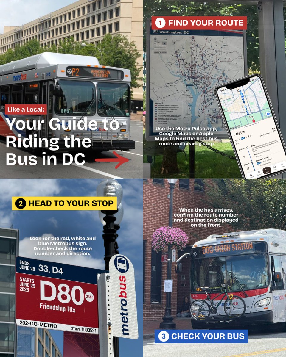 washingtondc's tweet photo. All aboard! 🚌💨 Riding the Metrobus is an easy way to explore more of DC.

From finding your route to signaling your stop, save this guide for your next ride with @wmata. 🚏📍

🔗: https://t.co/B1bWEg8fun

Where are you taking the bus to first? 👀

📸: @washingtondc #Only1DC https://t.co/Z0FGLIxb7P
