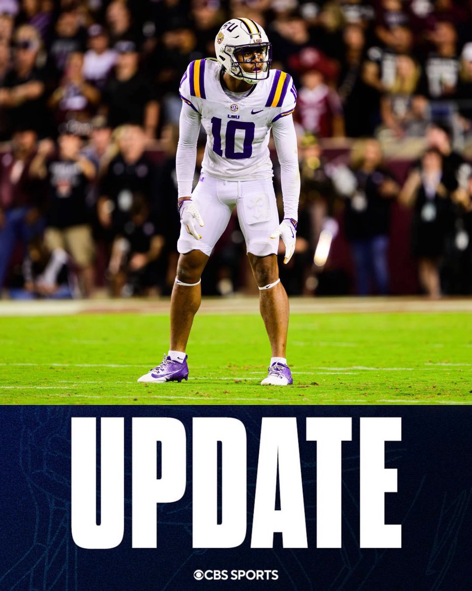 znagy20's tweet photo. News: Lane Kiffin and Co. will be without safety Dashawn Spears for the remainder of the season.

An MRI today showed thar Spears suffered a season-ending ACL injury against Ole Miss, according to @mzenitz.

Brutal blow for #LSU with SEC play set to ramp up. https://t.co/JXUrUXZf4Y