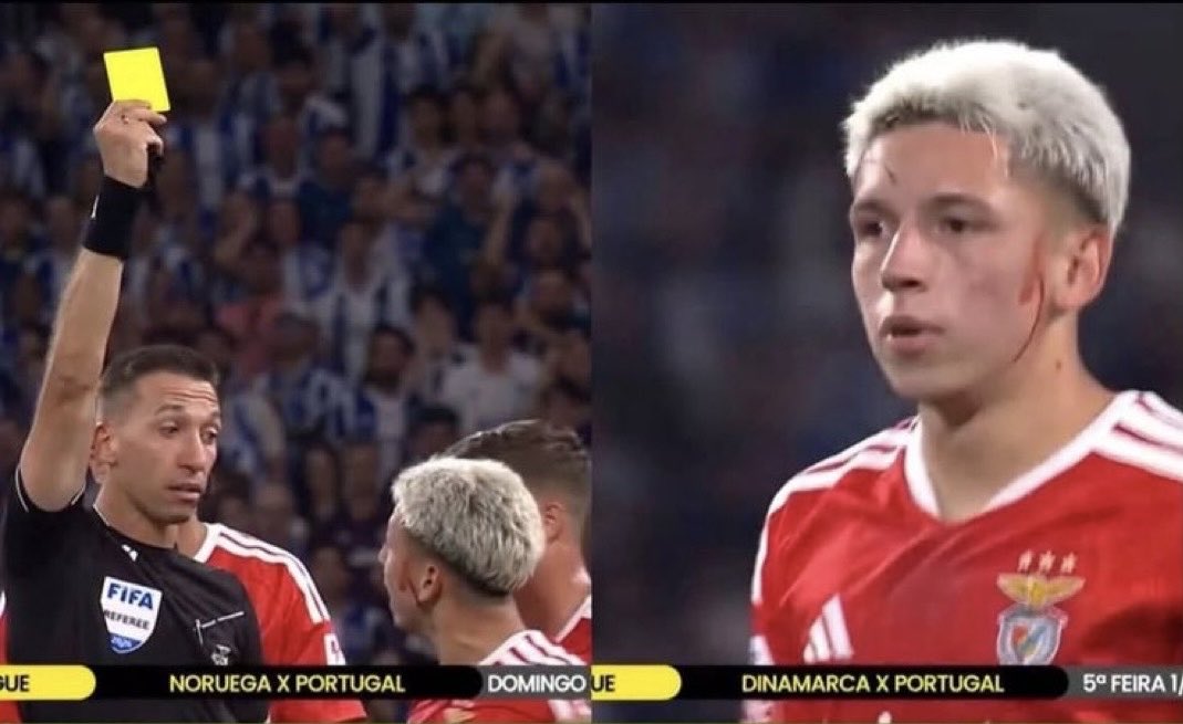 Simao_Jorgensen's tweet photo. O meu lance preferido do jogo

É agredido, fica a sangrar e por reclamar leva amarelo 

O Veiga vai lá, com amarelo, puxa lhe as orelhas do género “és muita burro, não sabes como se joga aqui”😂😂 https://t.co/NU8ky9ouHw