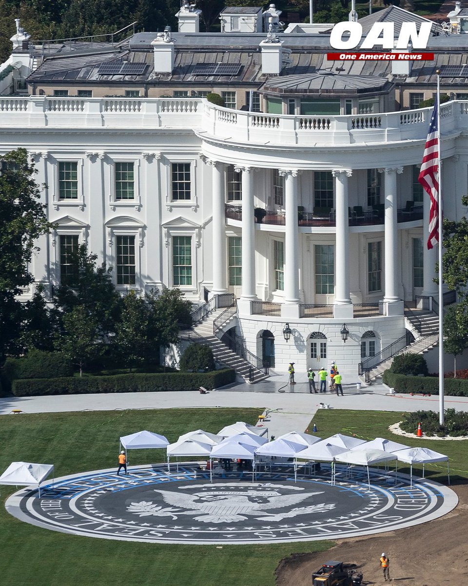 OANN's tweet photo. President Trump is touting the new White House helipad ahead of its first helicopter landing Monday.

Trump praised the project’s size, design and stonework, calling it a “gift to America” as the new landing zone nears its official debut.

For more updates, watch OAN on OAN Live or click the link in our bio.