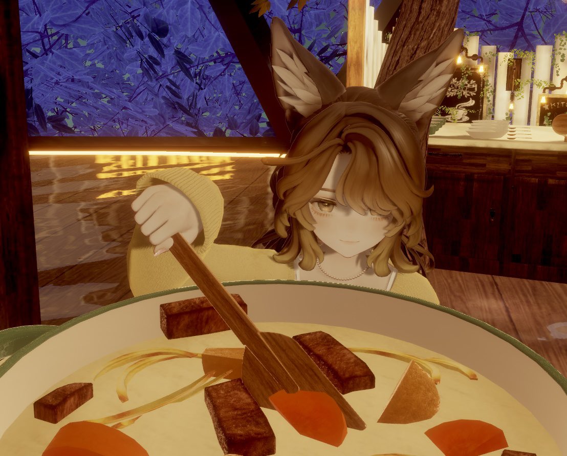 shion310303's tweet photo. クリームシチュー食べたくなった
 #Marycia3D 
 #VRC
 #VRChat https://t.co/0leTVOub6A