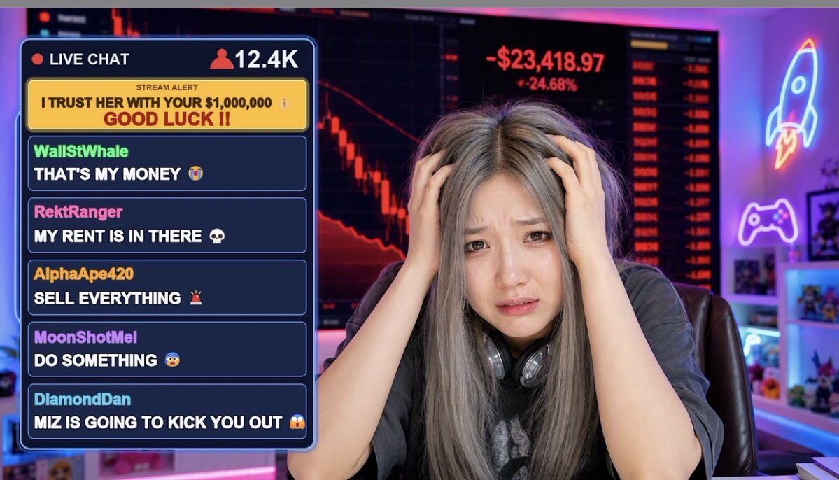 REALMizkif's tweet photo. New video 

Let Bell who bought AMC in 2020 and never sold it take over the chats $1,000,000 Portfolio for the day and now they hate her 

This video is so bad https://t.co/hh2OHuvBVY