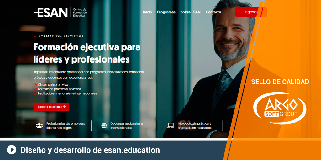 argosoftgroup's tweet photo. Nuevo proyecto entregado. Diseño y desarrollo de sitio web para ESAN Centro de Formación Ejecutiva | https://t.co/7ZhzLlePxj
.
Más información https://t.co/uAjmtvFfJI
.
#argosoftgroup #serviciosdigitales #sitioweb #diseñoweb #paginasweb #desarrolloweb #wordpress #aulavirtual https://t.co/fj4devEize