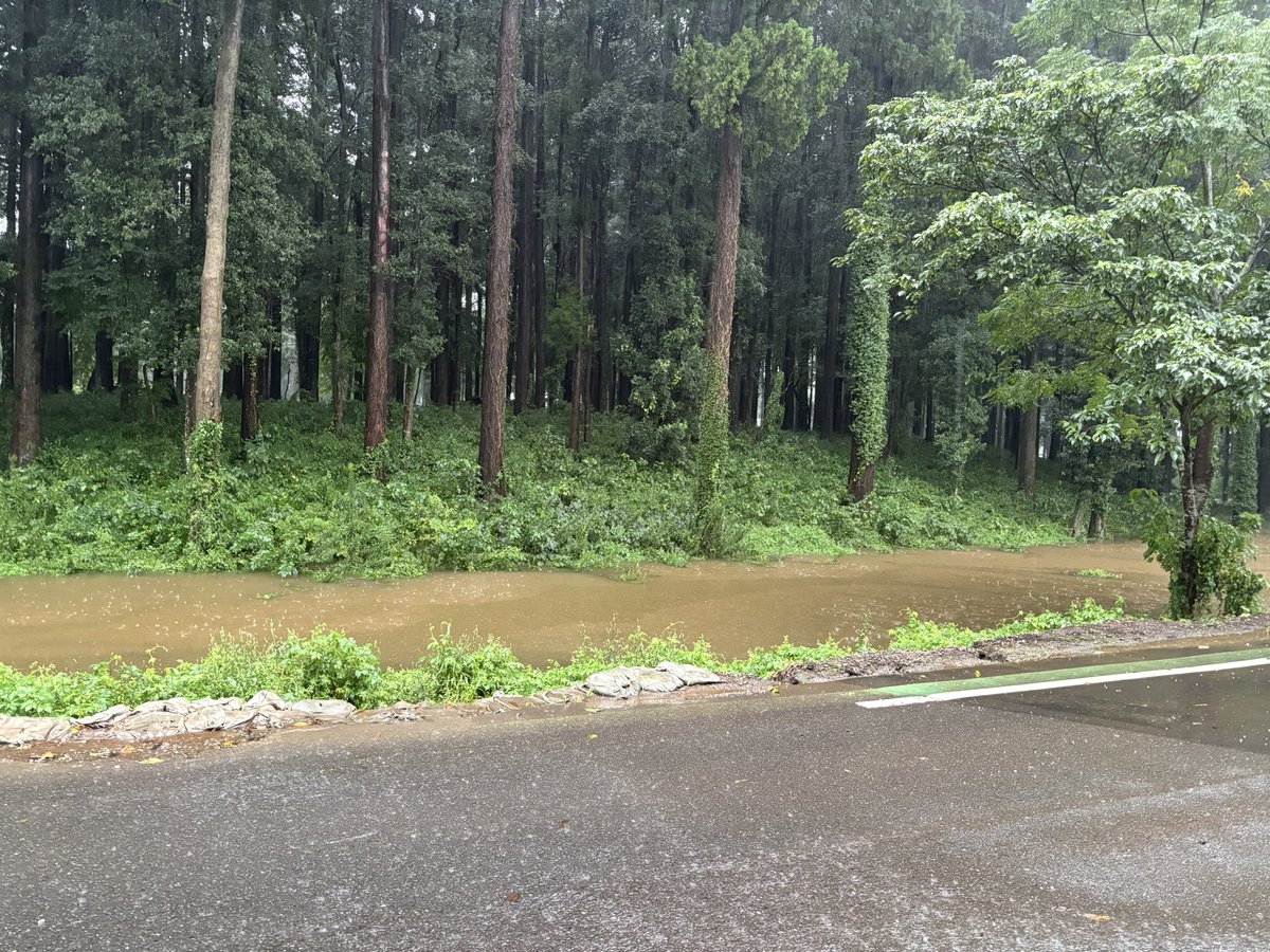 otani_masako's tweet photo. 今日はギャラリーを臨時休廊にして正解でした。家の前は8月の線状降水帯の時より溜まってます。皆様もお気をつけて！ https://t.co/oi2M99KJlx