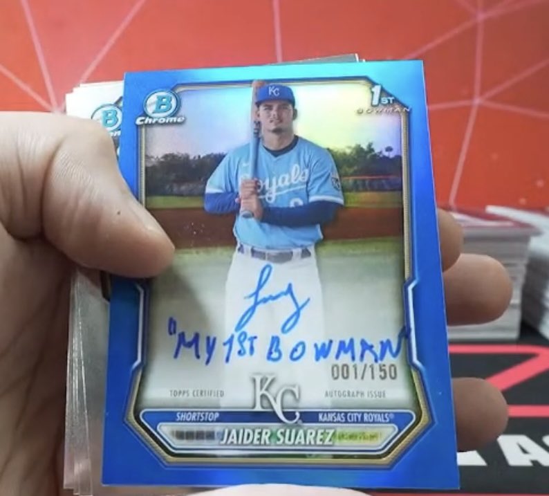 blackbaysan's tweet photo. Unbelievable...
Another MONSTER HIT🔥

2026 Bowman Chrome Baseball
Jaider Suarez 001/150 
"My 1st BOWMAN" Inscription Auto

今朝動画を見たらまたやばいもの引いてもらいました、ありがとうございます😭😭
また御礼に伺います🙏
@gradingservices 
#TOPPS https://t.co/mSVfuhopKu