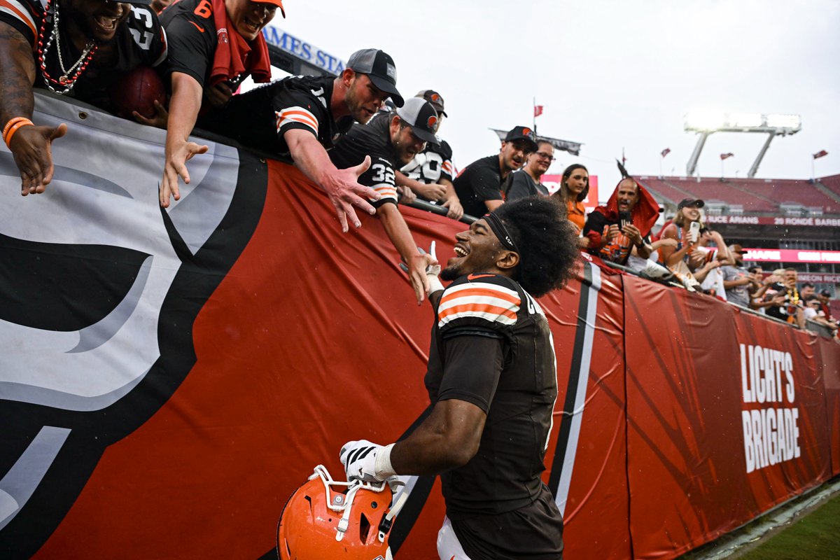 Browns's tweet photo. soaking it all in on his first NFL win 🥳 https://t.co/ETc6z1wtv3