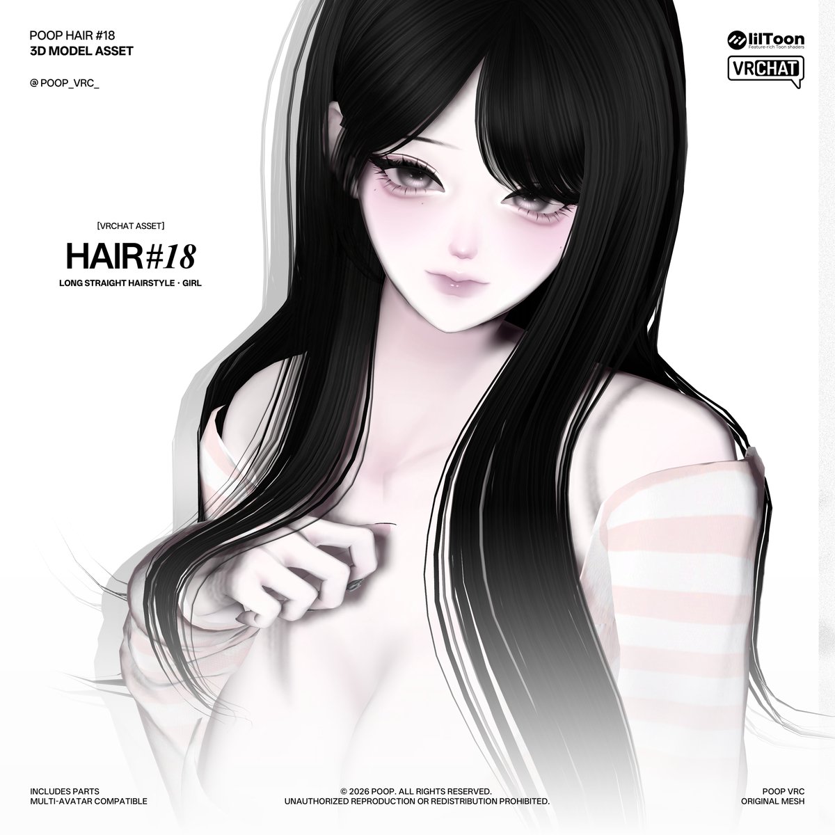 Poop_vrc_'s tweet photo. 【7 Avatars】 HAIR 18

🎉 期間限定・24時間無料配布 🎉

この度、2,000フォロワーを達成し、
そしてPOOP BOOTHを運営して1周年を迎えることができましたので、
感謝の気持ちを込めて、HAIR 18を24時間限定で無料配布します！

この機会にぜひたくさんダウンロードしていってください！！

これからも頑張って可愛いヘアをたくさん作っていきますので、ぜひ楽しみにしていてください！！
これからも皆さんに素敵なものをお届けできるよう頑張ります！！

いつも応援してくださって、一緒に活動を続けてくださって、本当にありがとうございます！

BOOTH：https://t.co/iCTiWdZ0G2

#VRC #VRChat #Poop_booth