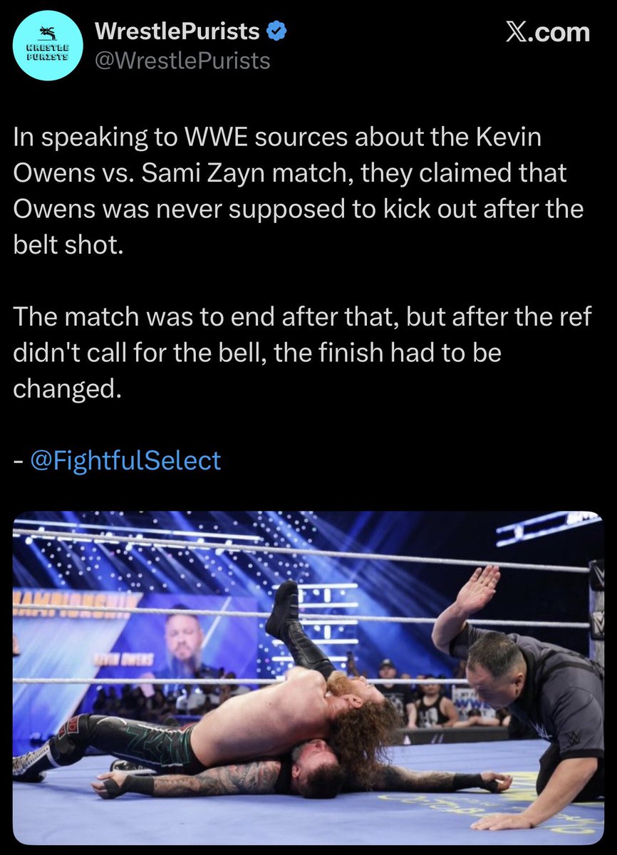 Kephfas's tweet photo. This is outright fake news and false reporting.

The ref did his job perfectly here. He counted to 3 and signaled for the bell. https://t.co/qHhKa2bDvd