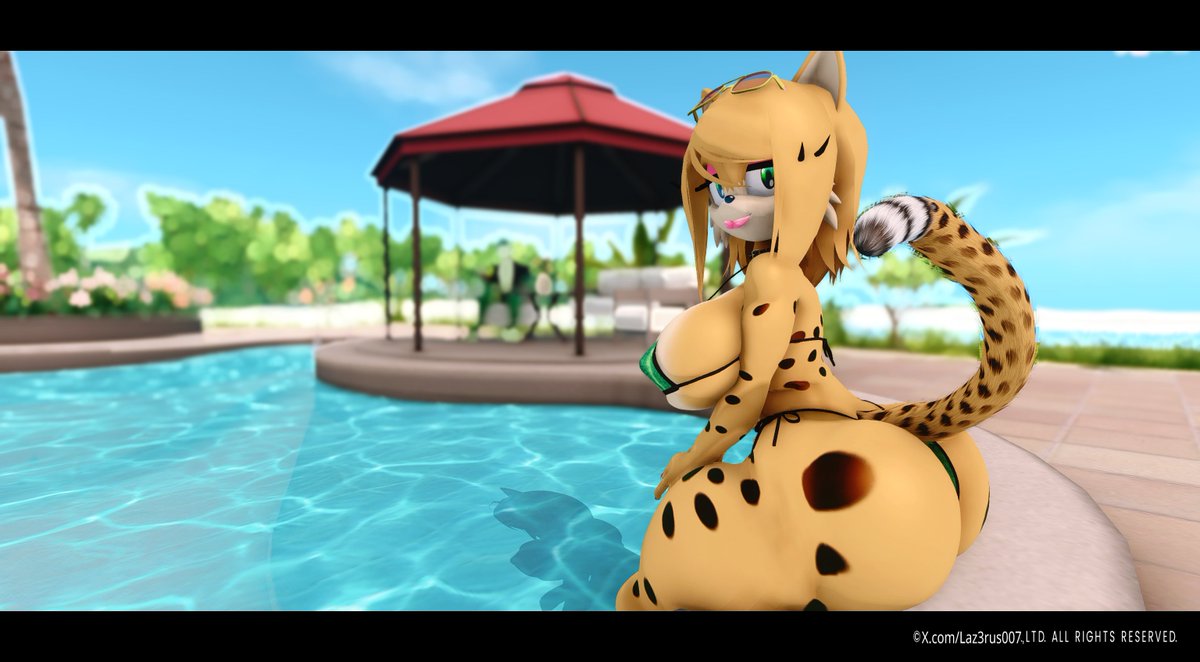 Laz3rus007's tweet photo. Continuation of the pool fun but just the usual ‘one more pose’ that turned into four~.🏖️🌴☀️
#FurryArt #Anthro #AnthroGirl #CheetahGirl #Leopardess #FurryBikini #Poolside #SummerFurry #FurryOC #DigitalArt #3DArt #FurryTwitter #FurryNSFW https://t.co/RURupa58q5
