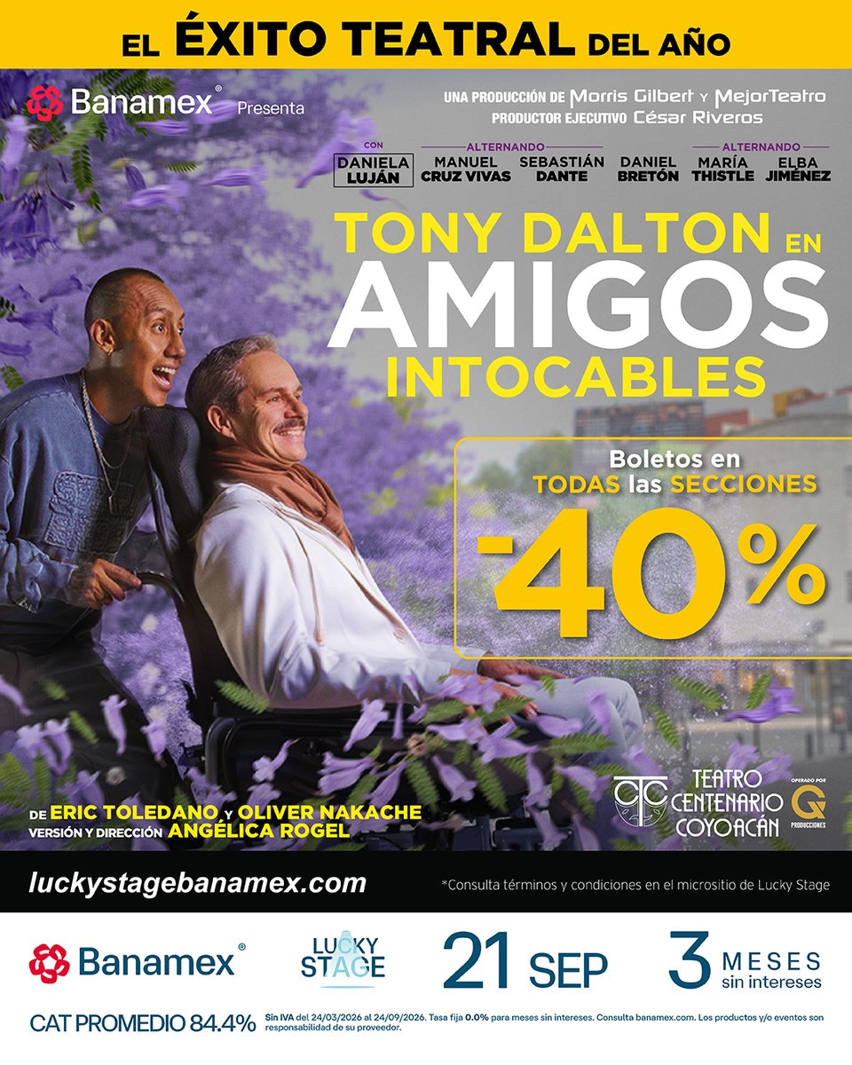 amigosintocable's tweet photo. Este lunes tu mejor amigo es @banamex, que tiene para ti beneficios exclusivos para que disfrutes con tus otros mejores amigos de #AmigosIntocables. ¡No faltes!

🍀 Lunes de #LuckyStage
🤍 #ExperienciasBanamex
✅ Boletos con -40%
🎟️ https://t.co/vTPlktZ7Nv https://t.co/NeqQxyYmgf