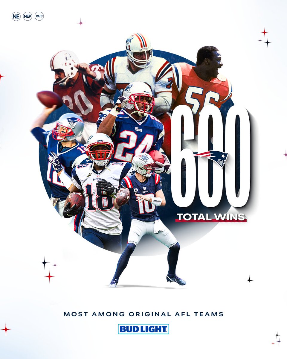Patriots's tweet photo. Win No. 6️⃣0️⃣0️⃣

@budlight | #NEPats https://t.co/rlcQLVCTg0