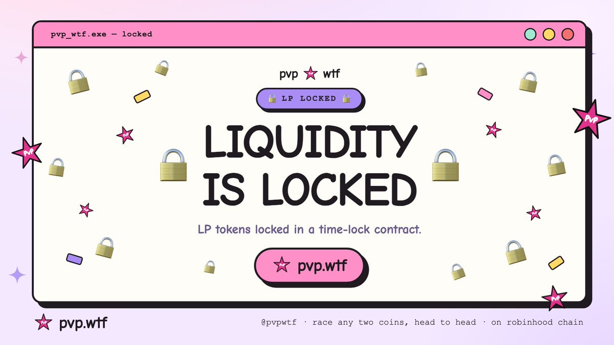 pvpwtf's tweet photo. Liquidity is 100% locked.

https://t.co/rKBDkxWm7x https://t.co/Wur3MPIRoN