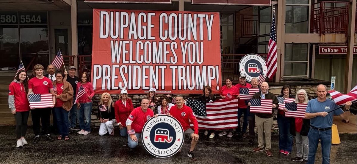 DuPageCountyGOP's tweet photo. We have a historic week ahead! The President of the United States will be in DuPage this week. We look forward to having the leader of the free world in DuPage County! DuPage County welcomes you President Trump 🇺🇸 🇺🇸 🇺🇸 https://t.co/pQS9yKUWGT