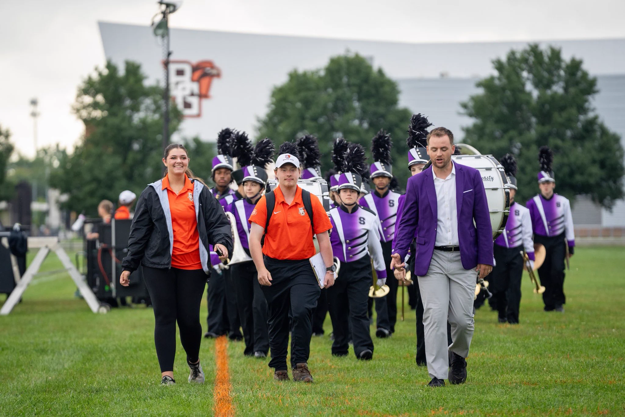 High school marching bands perform at the Doyt L. Perry Stadium for the first annual Black Swamp Band Show