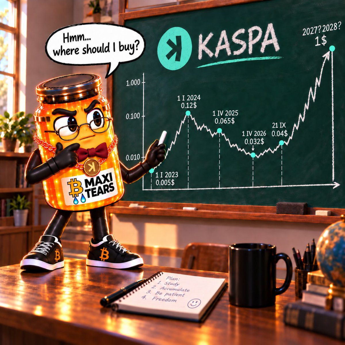 BTC_Maxi_Tears's tweet photo. To me, it’s obvious. 

 1$ kaspa:native isn’t many years away.

It will only be one stop on its much bigger journey. https://t.co/niG75UhstW