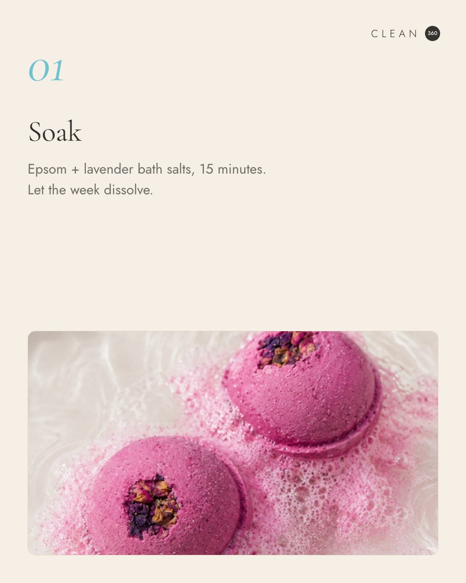 Clean360Empower's tweet photo. The 20-minute Sunday reset: soak, steam, seal. Swipe for the full ritual — then go to bed early. You've earned it.
#SelfCareSunday #EveningRitual #SlowLiving #Clean360 #OaklandMade #BathAndBody #HandmadeSoap https://t.co/y9cSLyBGfS