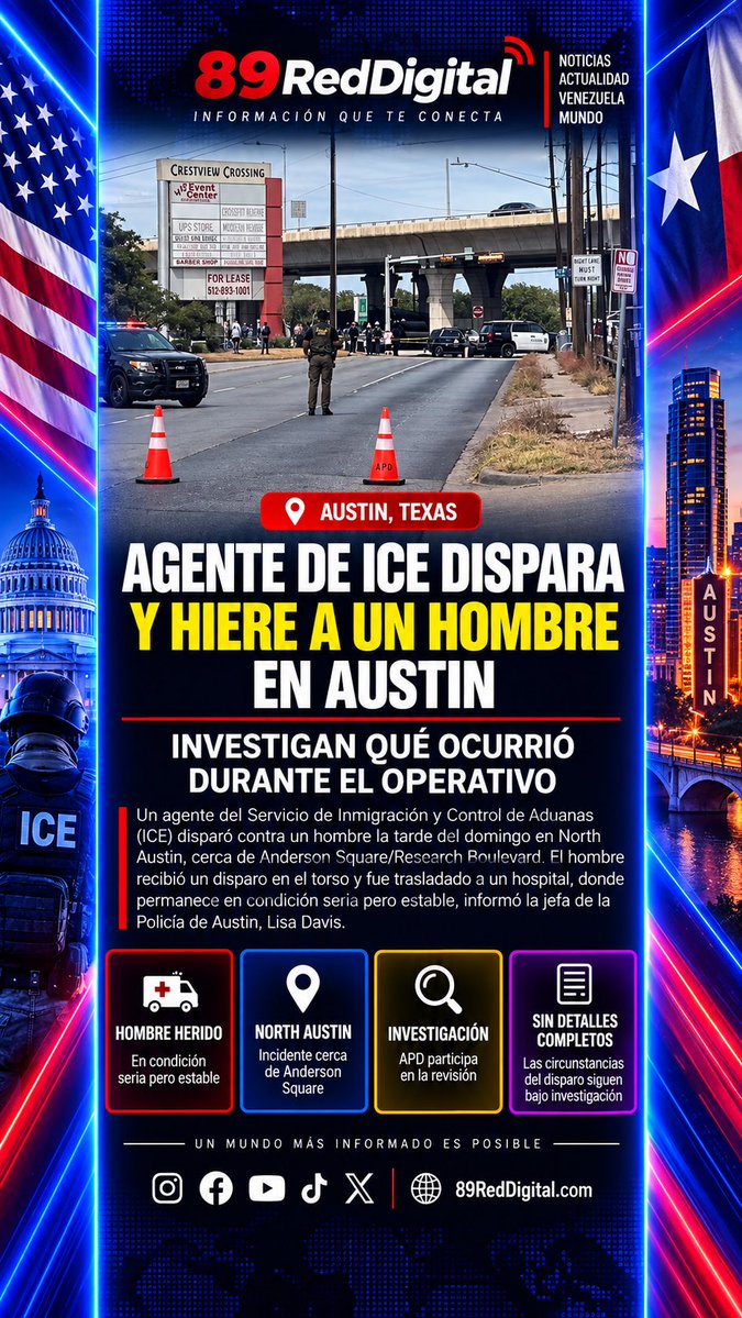 89reddigital's tweet photo. AGENTE DE ICE DISPARA Y HIERE A UN HOMBRE DURANTE UN OPERATIVO EN AUSTIN https://t.co/JxTPHmZEVR