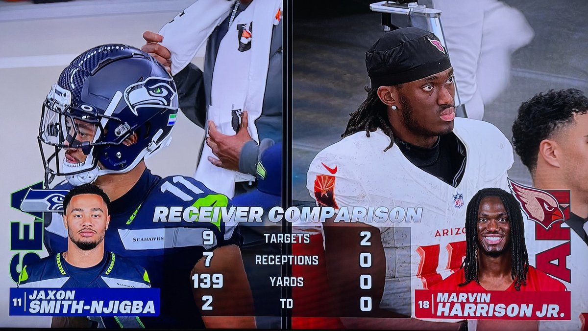 tbailey1976's tweet photo. And this was before JSN’s THIRD touchdown, lol. 😂#SEAvsAZ https://t.co/B1NpN8sNbe
