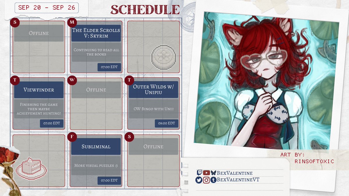 BexValentineVT's tweet photo. New week, new schedule! 🗓️ https://t.co/Rj1L7LHMfh