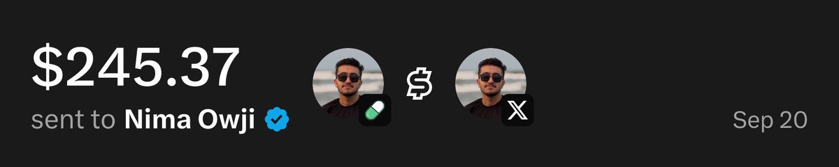 UsePaid's tweet photo. @nima_owji $245.37 has been sent to you through X Money from @UsePaid trading fees https://t.co/7H5eGVYUjh