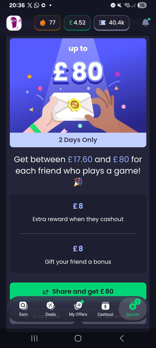 web3smoosh's tweet photo. Still plenty of time for new sign ups on my freecash code

Not only can you win up to £8 if you sign up on my ref link i will split my referral fee with you

Currently I can get up £80 per referral for each new sign up once you download and play your first game https://t.co/5KEm0LHaki