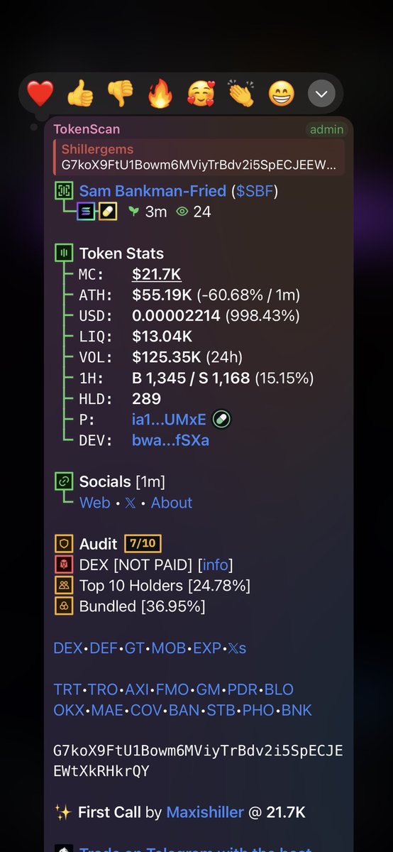 huntercalls1's tweet photo. Solid 3x profit from my Alpha call on $SBF
stop fading and start printing massively 
CA>

G7koX9FtU1Bowm6MViyTrBdv2i5SpECJEEWtXkRHkrQY https://t.co/rZlianpVOU