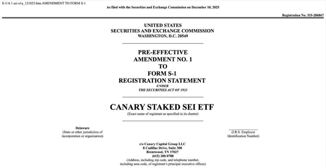 Cointelegraph's tweet photo. ⚡️ NEW: Canary Capital files Amendment No. 2 to its S-1 for a Staked $SEI ETF that will hold spot $SEI. https://t.co/Gj5qEf1Qsz