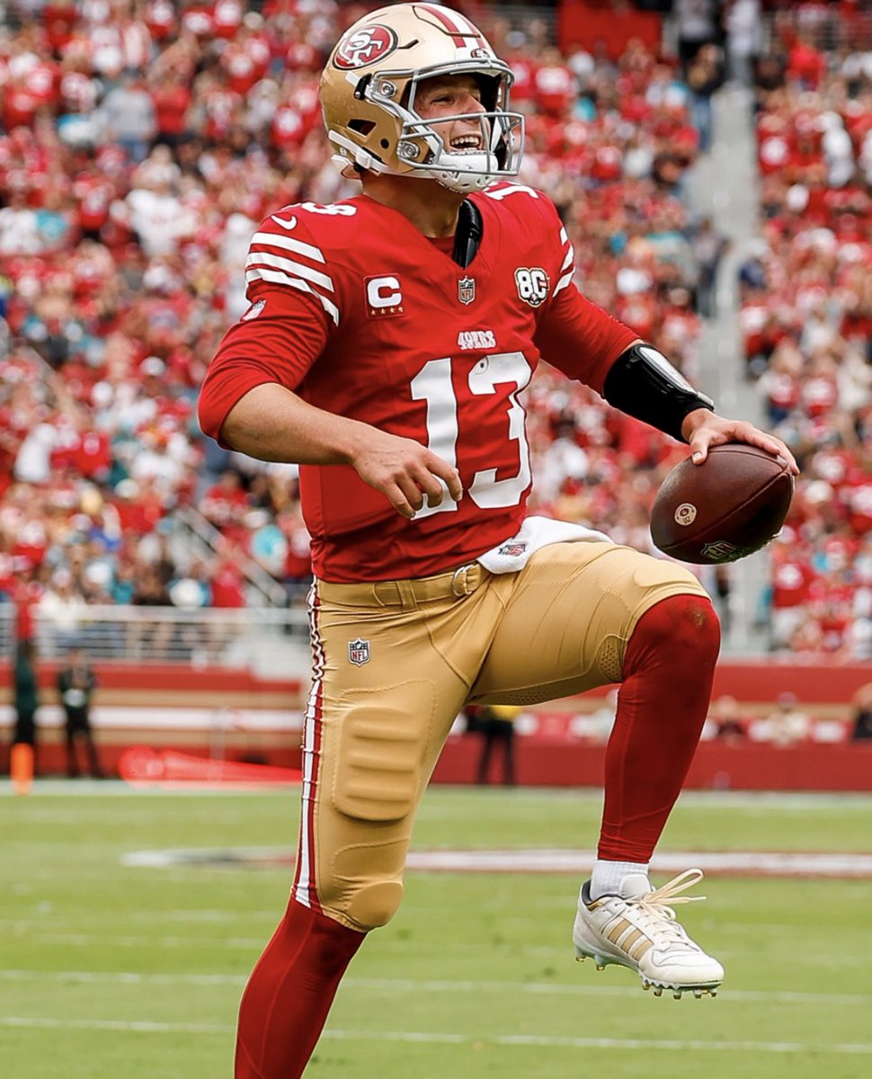 Coach_Yac's tweet photo. Brock Purdy appreciation post

• 20-22
• 149.1 rating 
• 287 yards passing
• 30 yards rushing 
• 3 total touchdowns https://t.co/WslfBpSzQi
