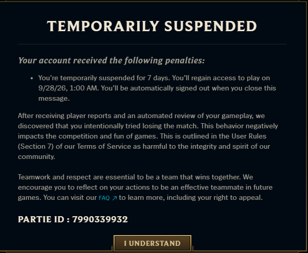 yvsstn's tweet photo. @drewlevin PLZ LIKE WTFF???? i full tryhard all my game i go real inters every 3 games and i do nothing and got banned https://t.co/yZGubwqHfo